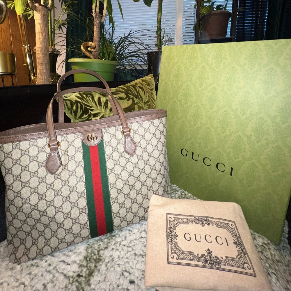 Gucci Ophidia Shopping Tote - GG Coated Canvas - Brown - Excellent NWOT
